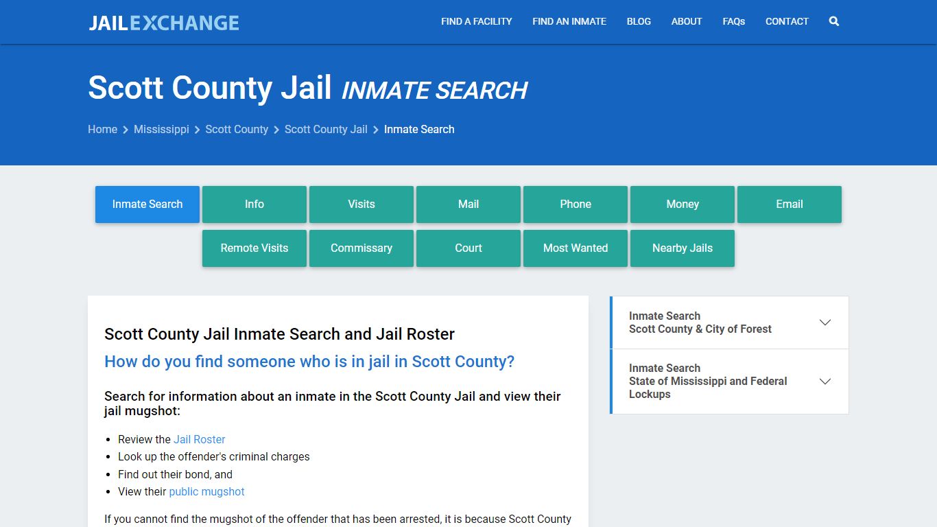 Inmate Search: Roster & Mugshots - Scott County Jail, MS - Jail Exchange